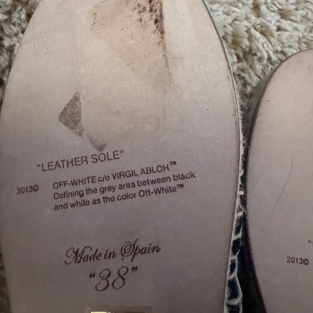 Off-White Black and White Espadrille Lace-Up Flats